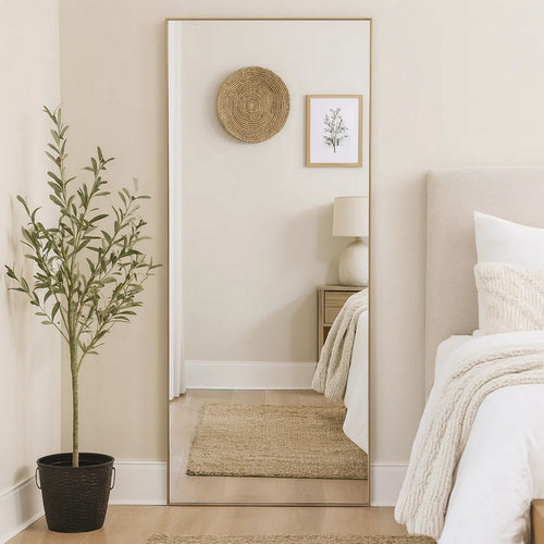 Mirror | Rectangular Thin Wood Frame | Silver