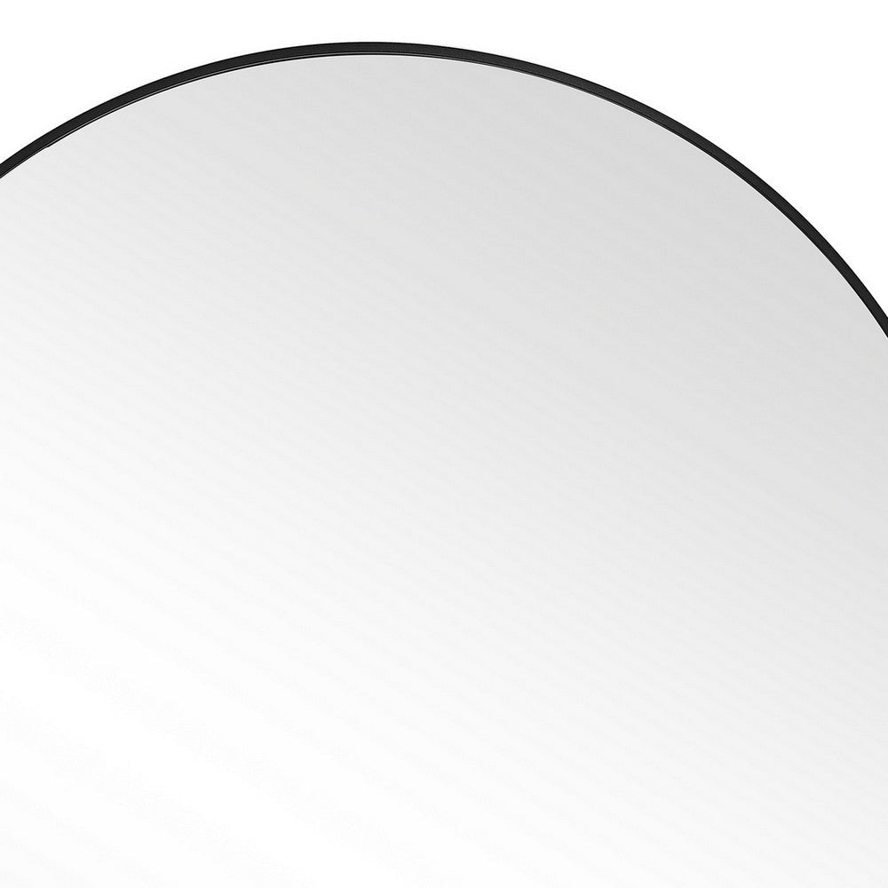 Round Shape Sleek Metal Frame Mirror Black By Casagear Home BM239314