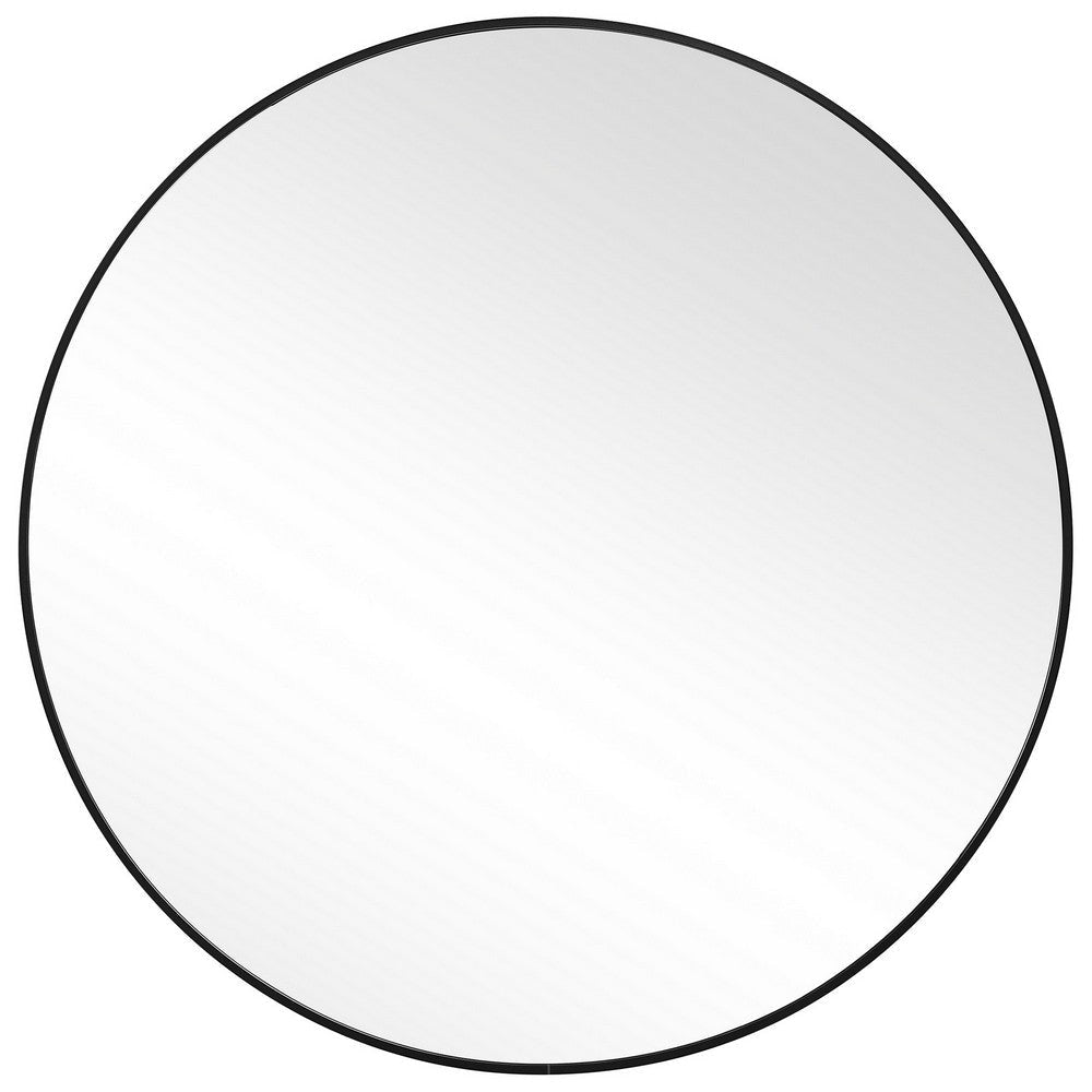 Round Shape Sleek Metal Frame Mirror, Black By Casagear Home