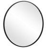 37 Inches Round Shape Sleek Frame Mirror Black BM239320