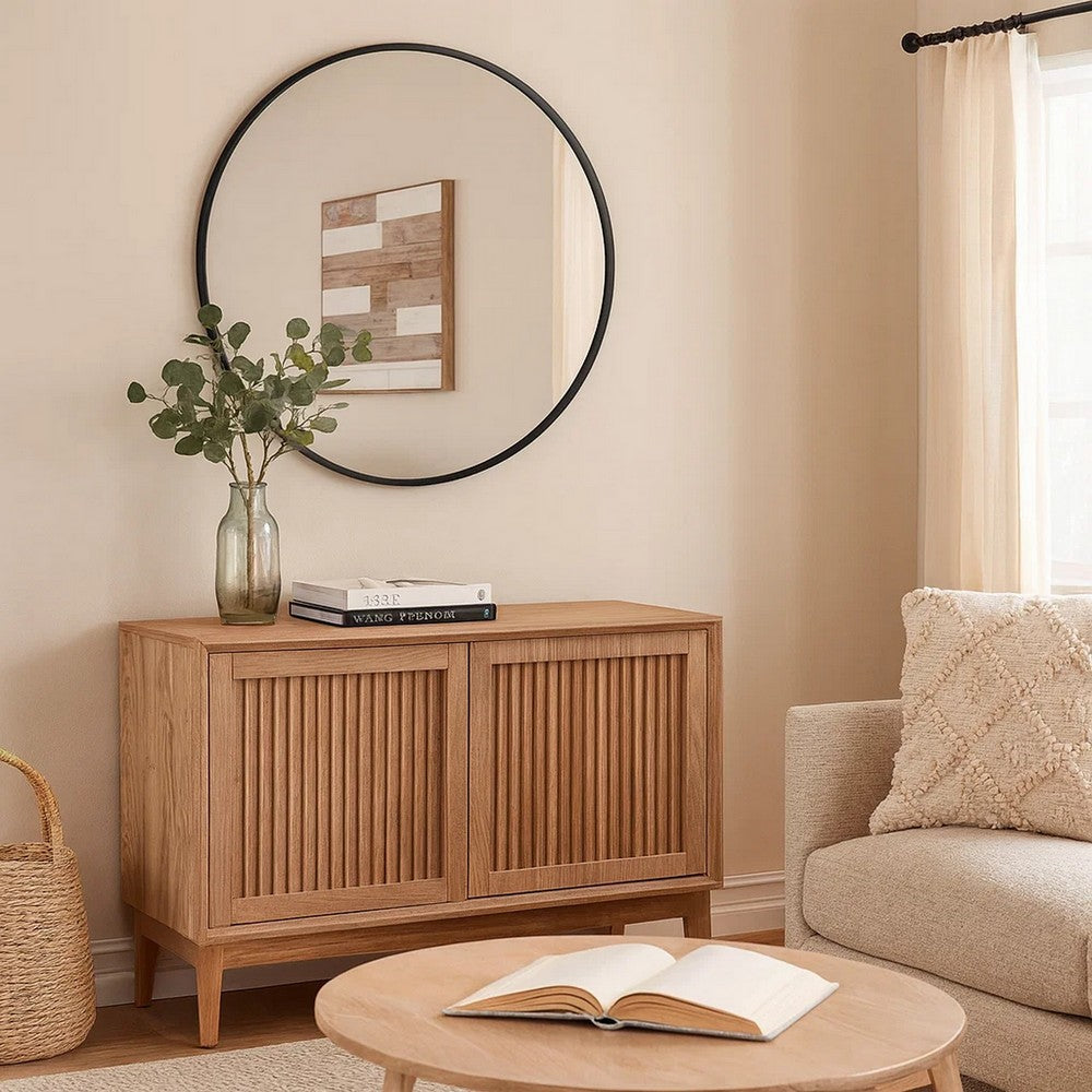 Mirror | 43" Round | Sleek Frame | Black