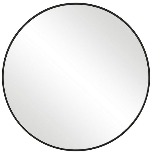 Mirror | 24" Round | Sleek Metal Frame | Black
