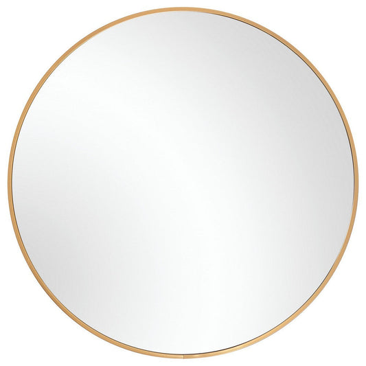 24 Inches Round Shape Sleek Metal Frame Mirror, Gold By Casagear Home