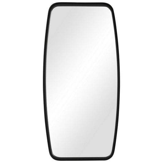 Mirror | Rectangular Metal Frame | Curved Edges | Black
