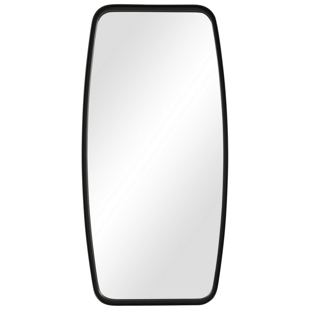 Mirror | Rectangular Metal Frame | Curved Edges | Black