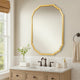 Vanity Mirror | 32" | Curved Design Wood Frame | Gold