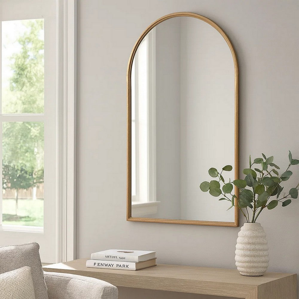 Accent Mirror | 39" | Arched Top | Metal Frame | Gold