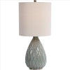 Table Lamp | Pot Bellied Ceramic | Diamond Pattern | Gray