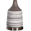 Jar Shaped Ceramic Table Lamp with Stripes, Gray By Casagear Home
