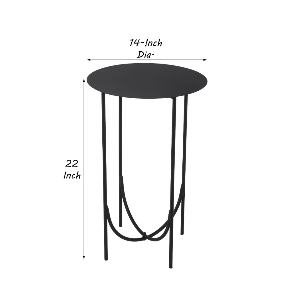 22 Inches Round Top Metal Accent Table with Tubular Legs Black By Casagear Home BM239412