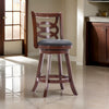 Counter Stool | 24" Swivel | Wood | Geometric Back | Brown