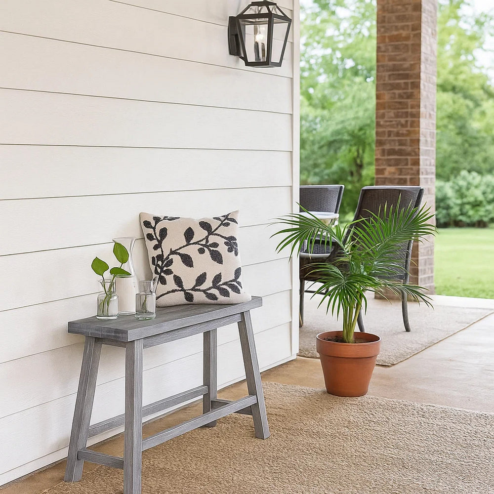 Bench | Saddle Design | Wood | Grain Details | Gray