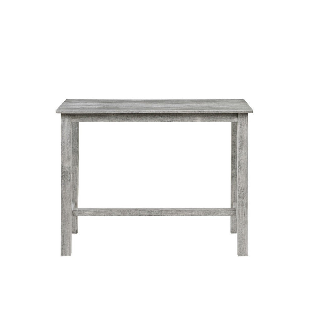 Rustic Rectangular Wooden Pub Table with Block legs Gray By Casagear Home BM239732