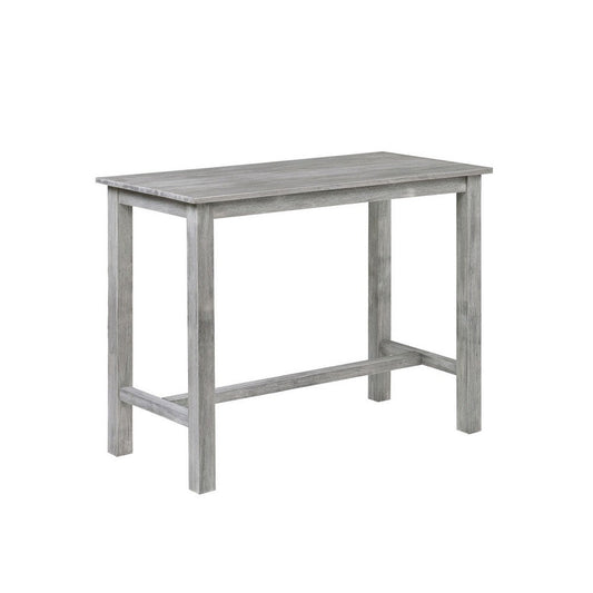 Rustic Rectangular Wooden Pub Table with Block legs, Gray By Casagear Home