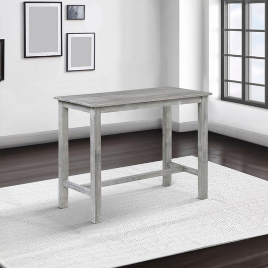 Pub Table | Rustic Rectangular Wood | Block Legs | Gray