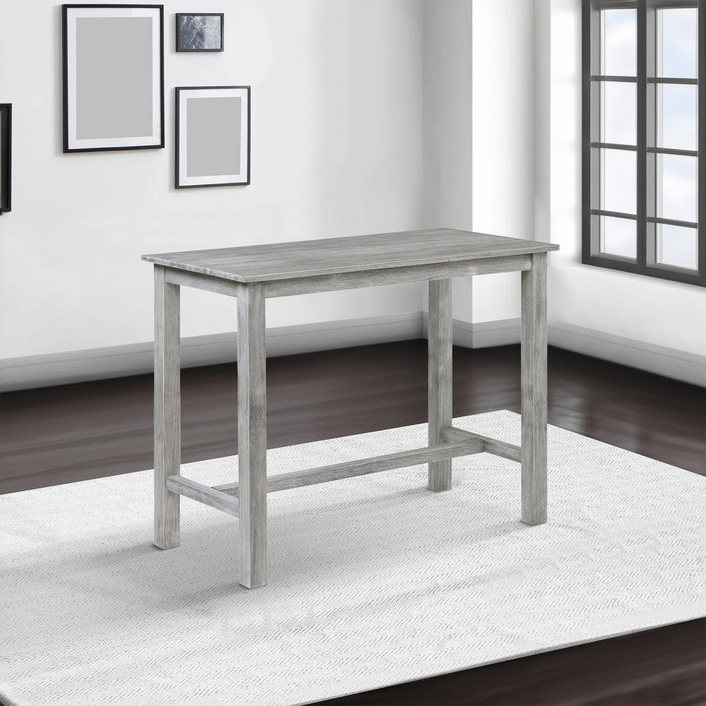 Pub Table | Rustic Rectangular Wood | Block Legs | Gray
