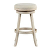 29 Inches Wooden Swivel Bar Stool with Round Fabric Seat Ivory By Casagear Home BM239736