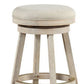 29 Inches Wooden Swivel Bar Stool with Round Fabric Seat Ivory By Casagear Home BM239736