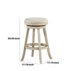 29 Inches Wooden Swivel Bar Stool with Round Fabric Seat Ivory By Casagear Home BM239736