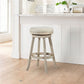 29 Inches Wooden Swivel Bar Stool with Round Fabric Seat, Ivory By Casagear Home