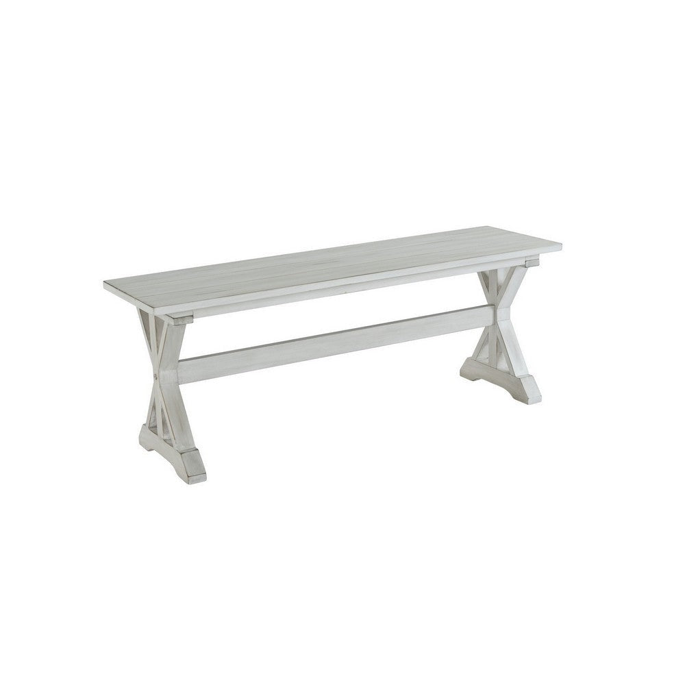 Dining Bench | Rectangular | X Pedestal Legs | White
