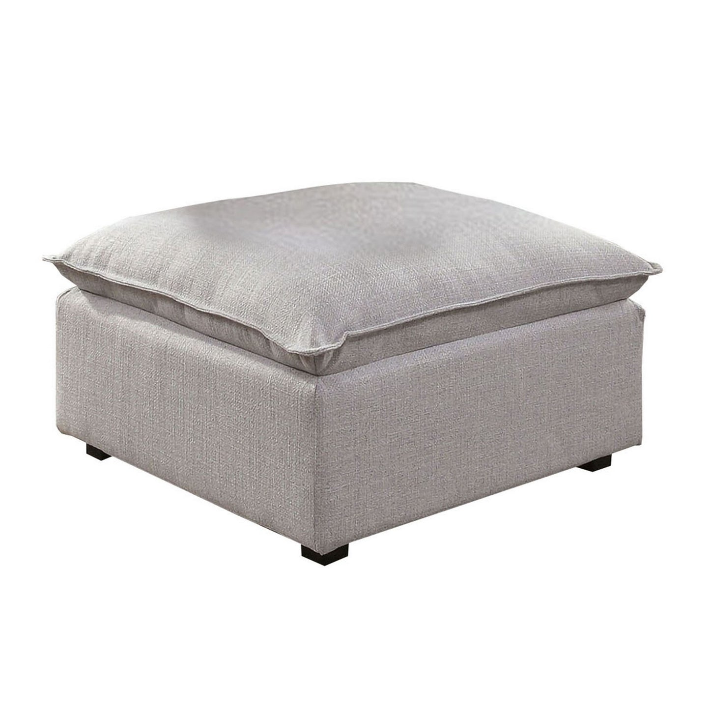 Fabric Upholstered Ottoman with Pillow Top Seat and Welt Trim Gray By Casagear Home BM239782