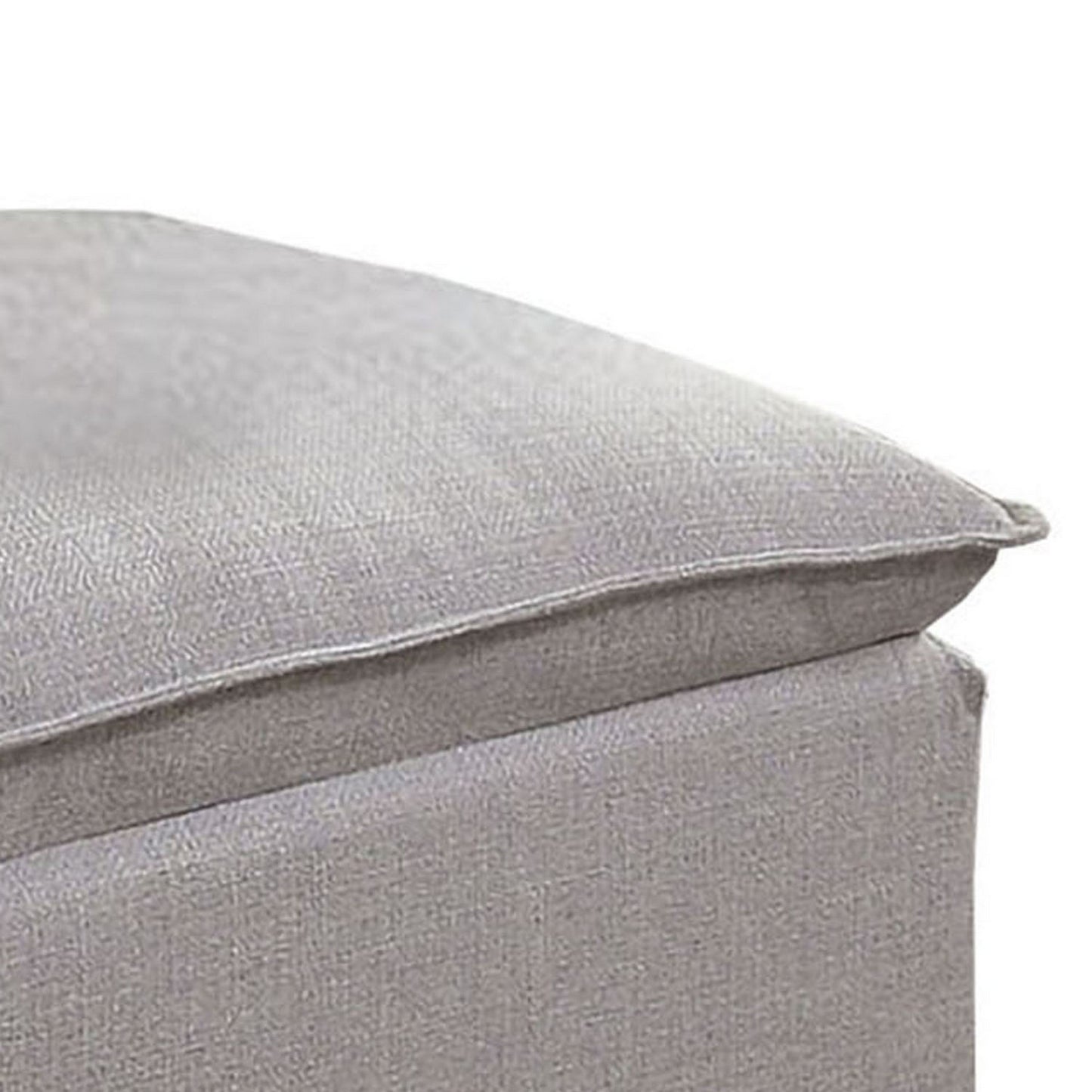 Fabric Upholstered Ottoman with Pillow Top Seat and Welt Trim Gray By Casagear Home BM239782