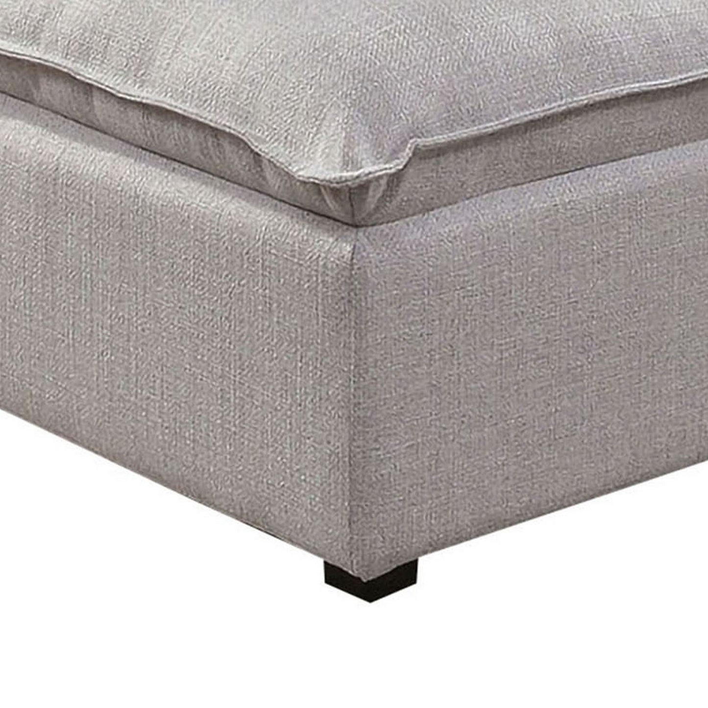 Fabric Upholstered Ottoman with Pillow Top Seat and Welt Trim Gray By Casagear Home BM239782