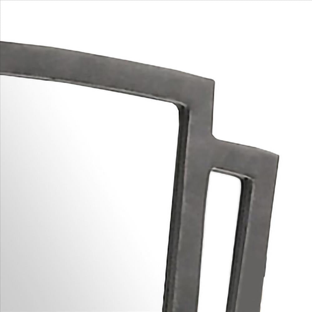 Tapered Fabric Frame Mirror with Mounting Hardware Dark Gray BM239798