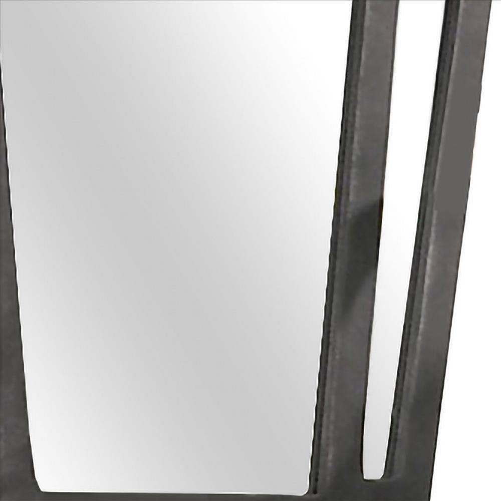 Tapered Fabric Frame Mirror with Mounting Hardware Dark Gray BM239798