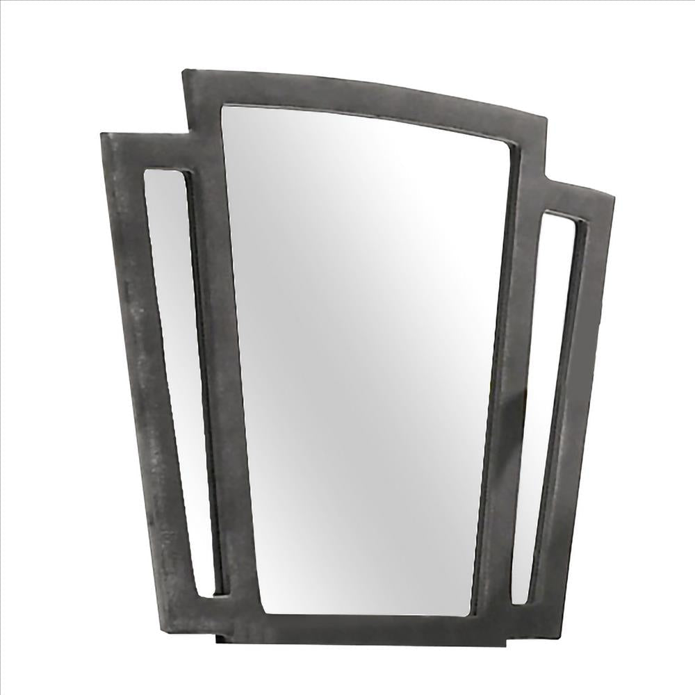Tapered Fabric Frame Mirror with Mounting Hardware, Dark Gray