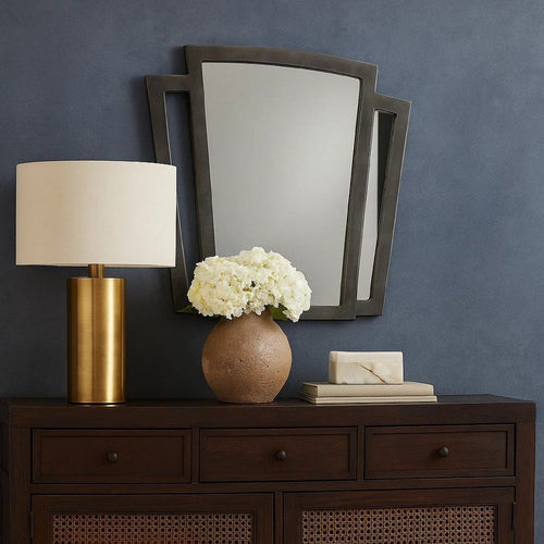 Tapered Fabric Frame Mirror with Mounting Hardware, Dark Gray