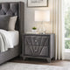 2 Drawer Fabric Frame Nightstand with Tufted Accent, Gray