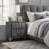 2 Drawer Fabric Frame Nightstand with Tufted Accent, Gray