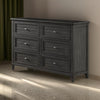 6 Drawer Wooden Dresser with Molded Details and Knob Pulls Gray By Casagear Home BM239801