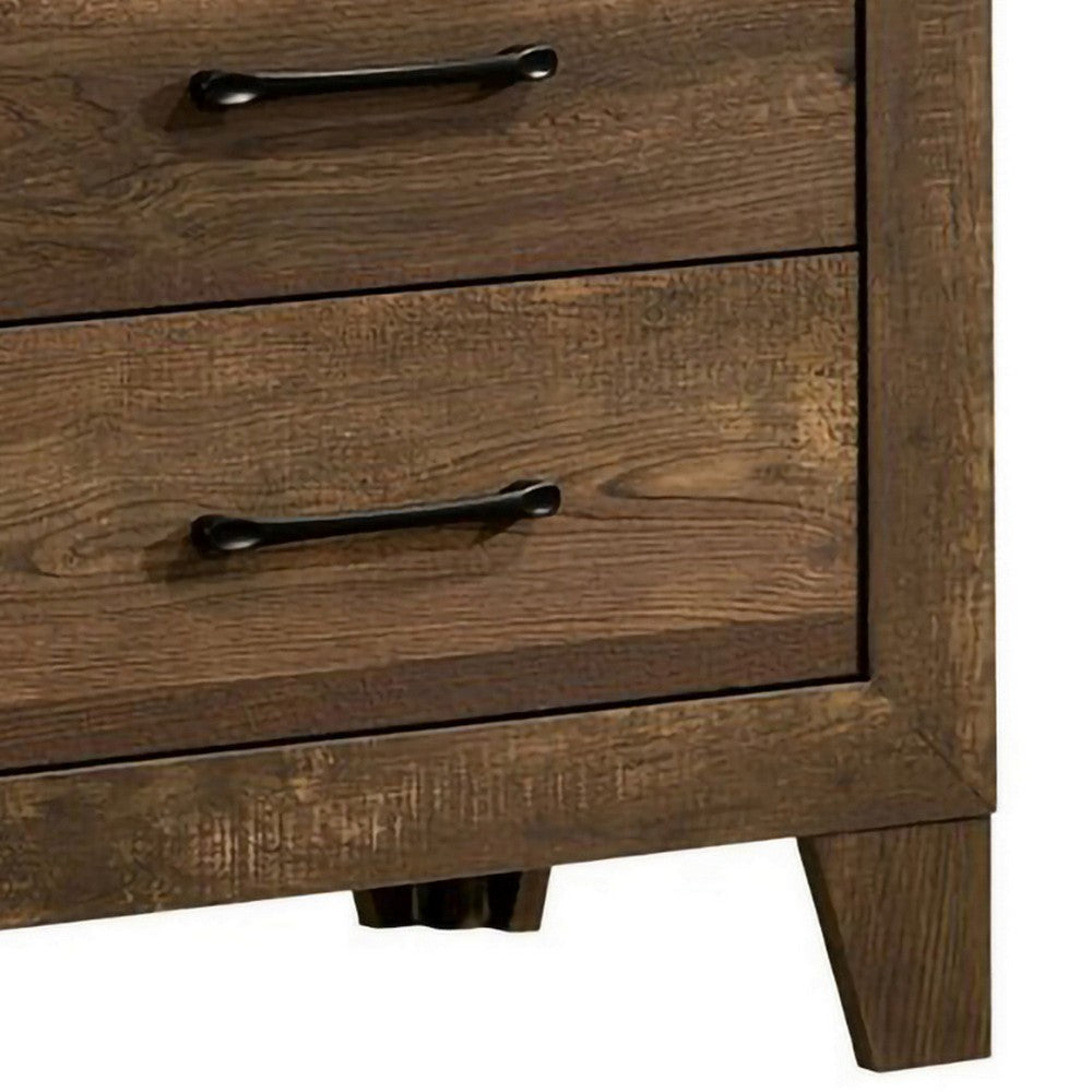 Rustic 2 Drawer Wooden Nightstand with Grain Details Brown By Casagear Home BM239804