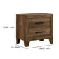 Rustic 2 Drawer Wooden Nightstand with Grain Details, Brown By Casagear Home