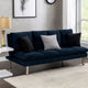 Futon Sofa | Tufted Seating | Metal Legs | Blue