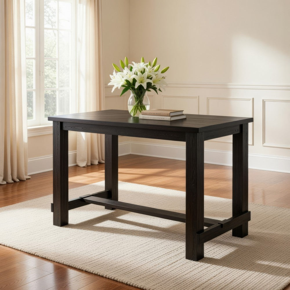 84 Inches Rectangular Dining Table with Leaf Extension, Antique Black