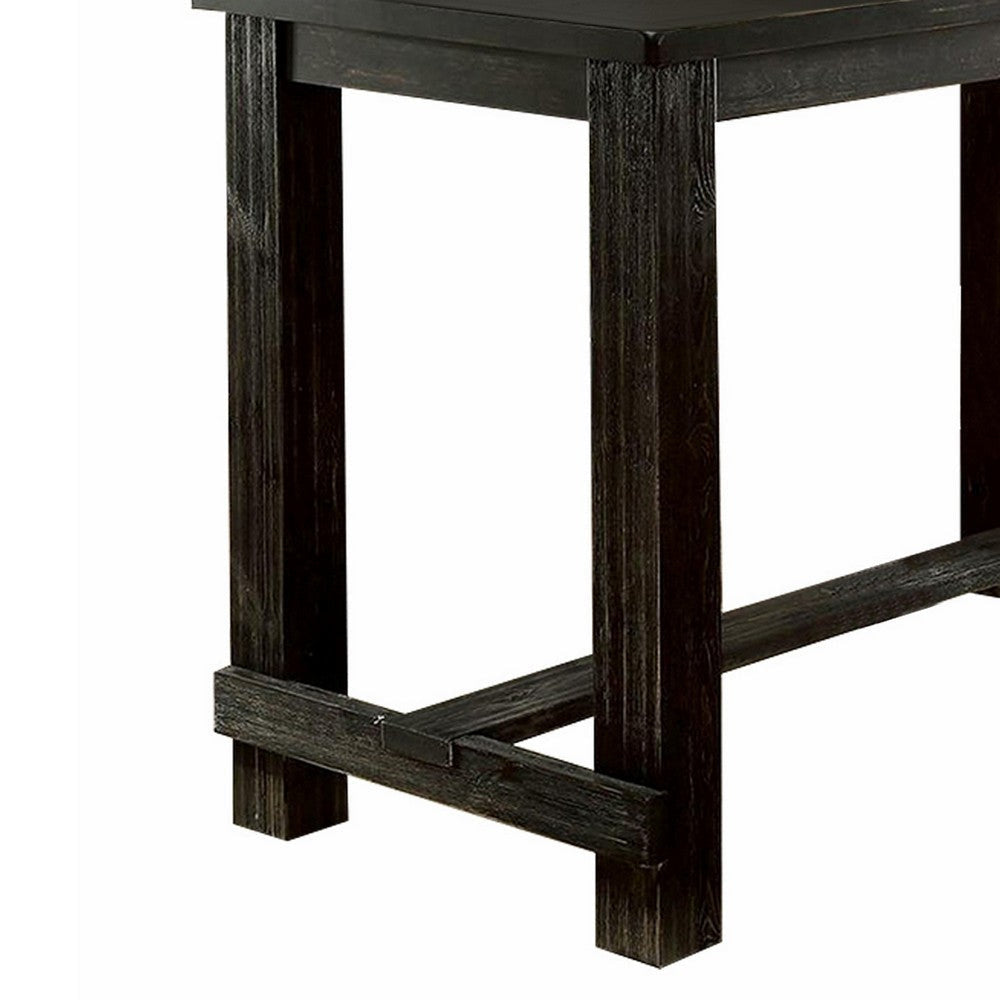 84 Inches Rectangular Dining Table with Leaf Extension Antique Black BM239811