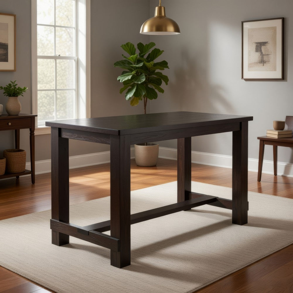 84 Inches Rectangular Dining Table with Leaf Extension, Antique Black