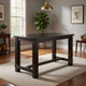 84 Inches Rectangular Dining Table with Leaf Extension, Antique Black