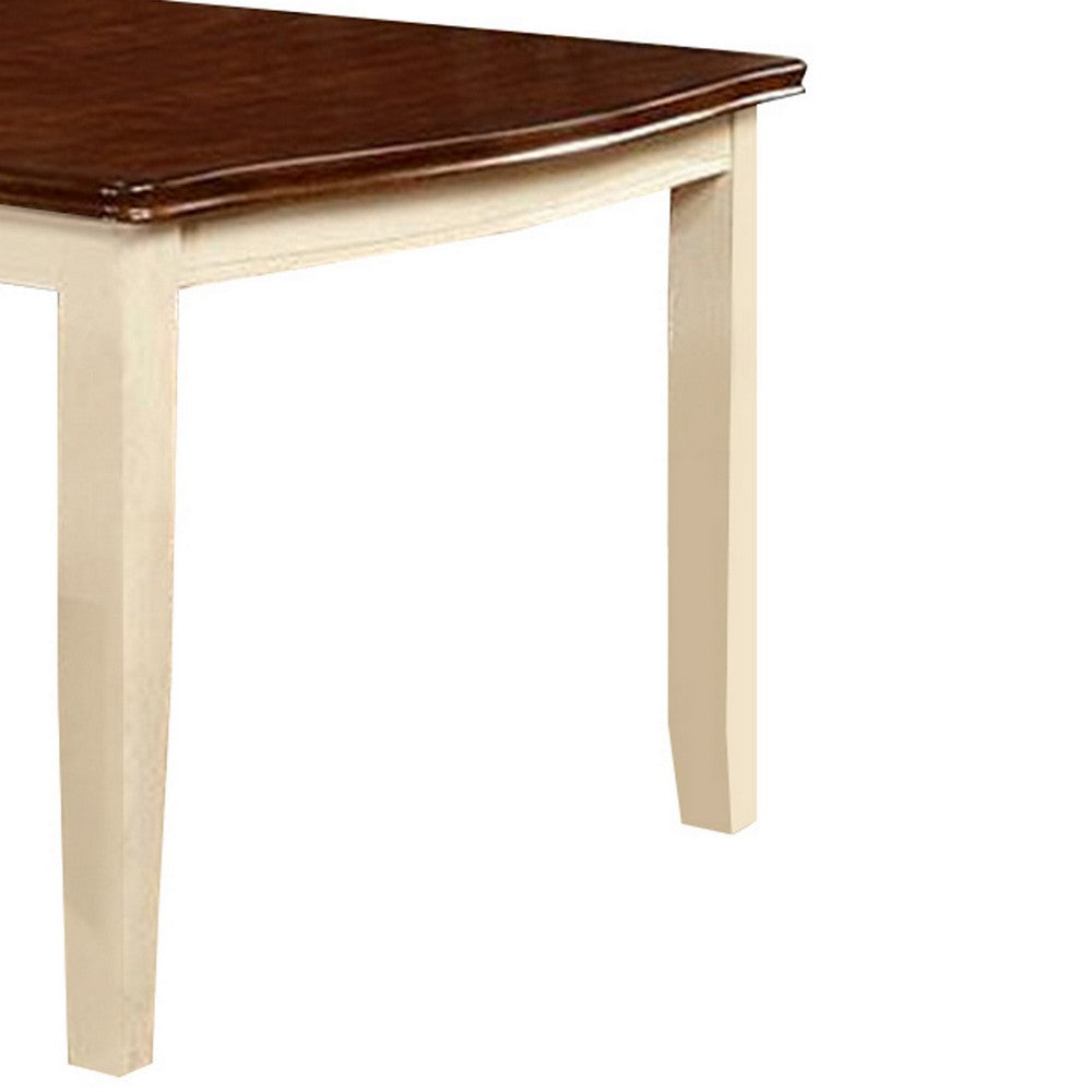 78 Inches Dining Table with Leaf Extension, Brown and White