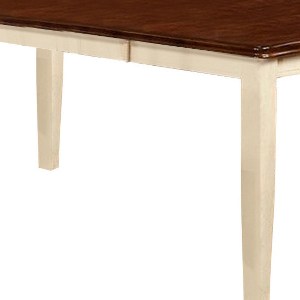 78 Inches Dining Table with Leaf Extension, Brown and White