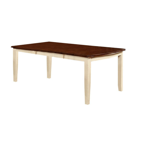 78 Inches Dining Table with Leaf Extension, Brown and White