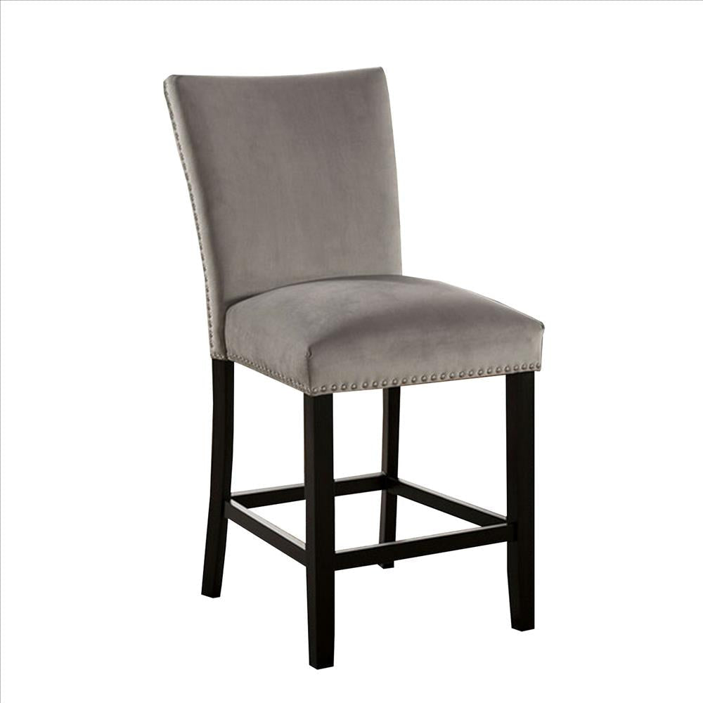 Counter Height Side Chair with Padded Seating, Set of 2, Gray