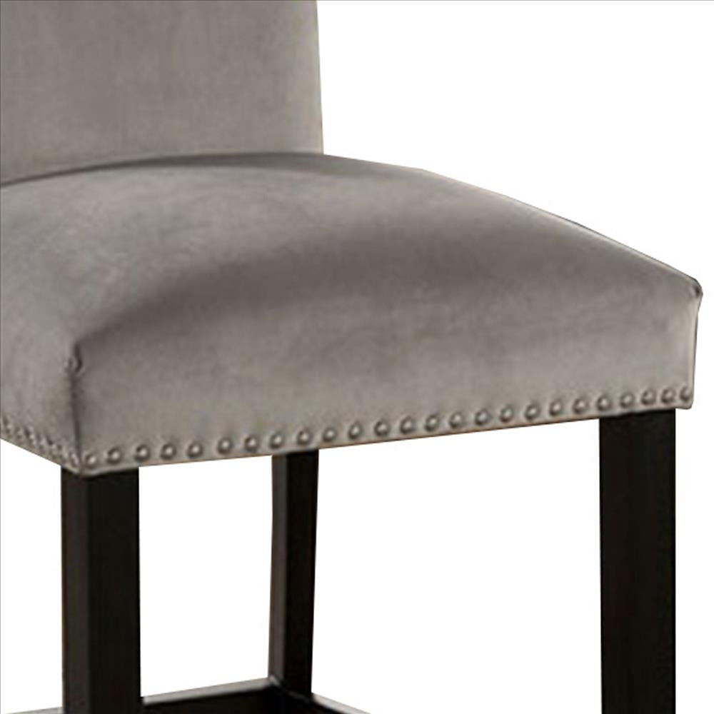 Counter Height Side Chair with Padded Seating Set of 2 Gray BM239826