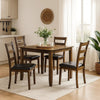 5 Piece Dining Table Set | 4 Faux Leather Chairs | Brown