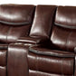 Recliner Loveseat with Leatherette Seating Brown By Casagear Home BM239854