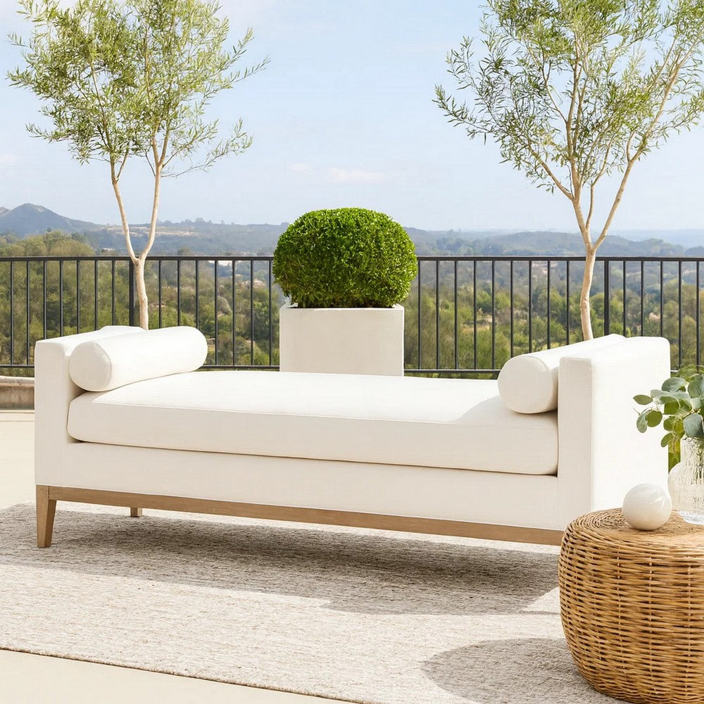 Bench | 63" | Fabric Upholstered | Track Arms | Cream